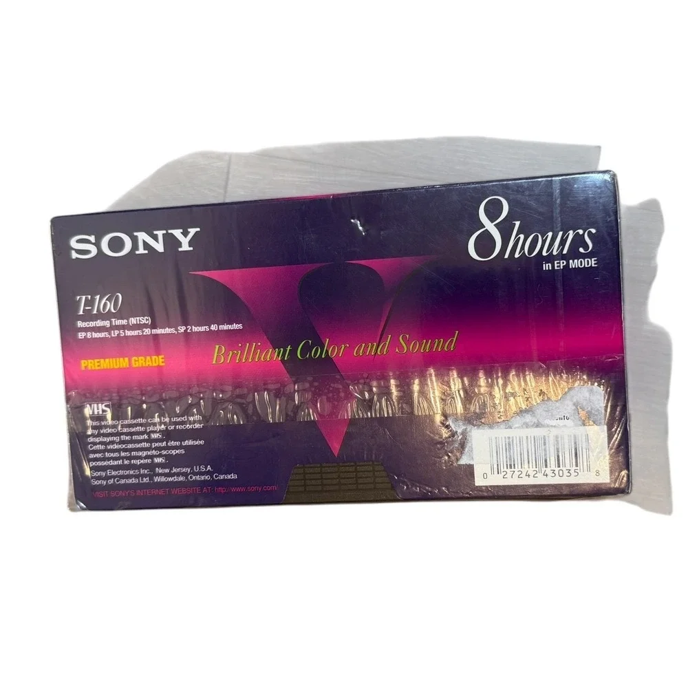 Sony T-160 Premium Grade VHS Blank Tapes 8 Hours 327m Sealed Lot of 3 T-160VE